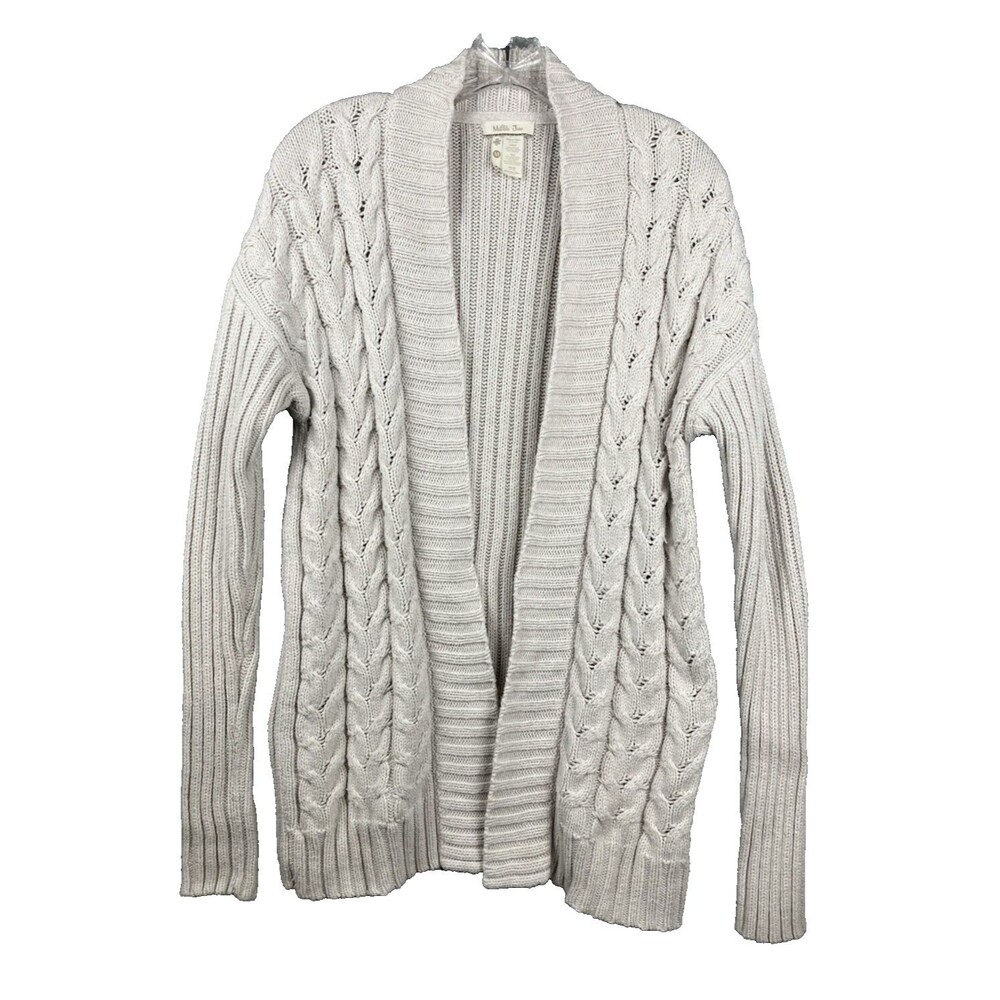 Matilda Jane Fisherman Style Cardigan Sweater M Beige Oatmeal Cable Knit